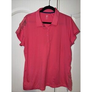 EP New York Women Top Shirt Hot Pink Short Sleeve Stretch Fit Activewear Polo XL